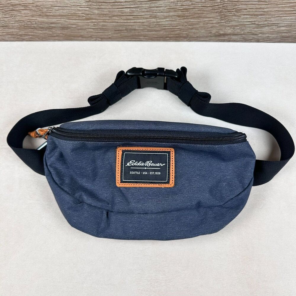 Eddie Bauer Waist Pack Navy Blue Fanny Pack Belt Bag Outdoor Hiking Travel Hip